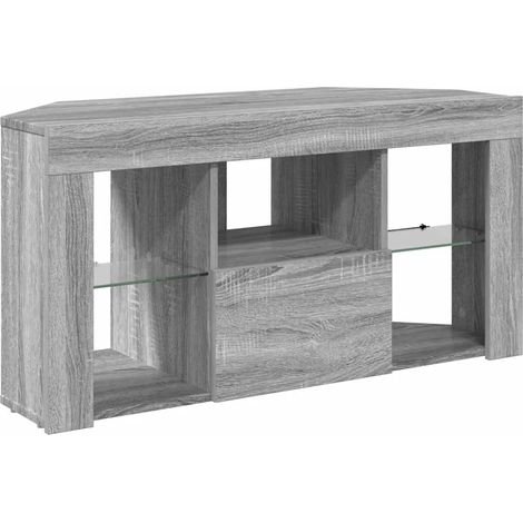 Meuble TV d'angle moderne avec rangement 100 x 40 x 50 cm et éclairage LED en bois d'ingénierie gris sonoma (1/5)