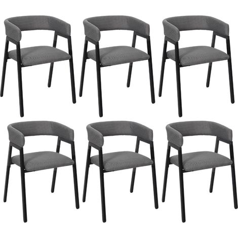 Lot de 6 fauteuils design de table en tissu texturé maille 3D gris - ELECTRON (1/5)