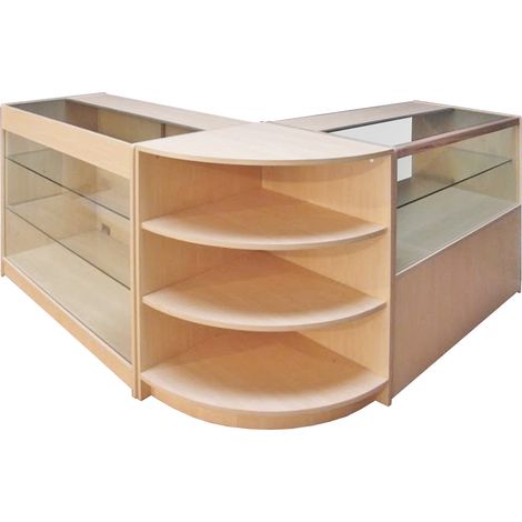 MonsterShop - Set Jupiter con 3 Mostradores para Tienda y Recepción con Acabado en Arce Laminado (1/5)