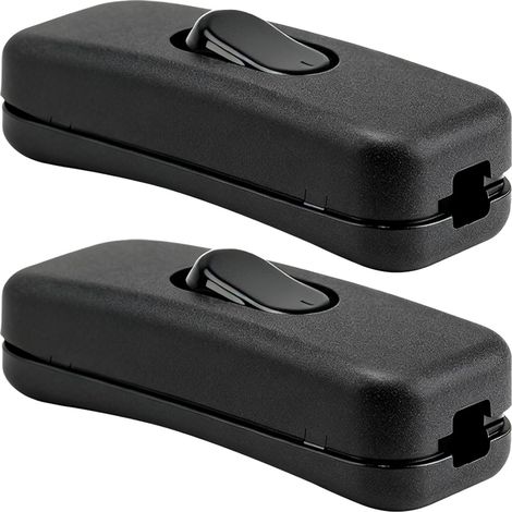 2 Pack 2A 250V Black Rocker Switch Bedside Lamp Bi-polar Inline 2 Wire Easy to Install Replacement for Small Appliances and Desk Lamps or Floor Lamps (1/5)