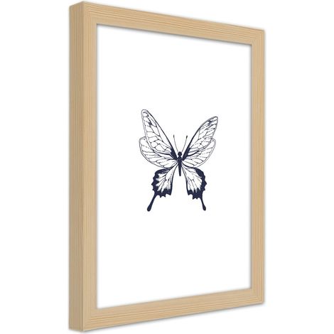 Quadro con cornice, Farfalla disegnata - 30x45 (1/5)