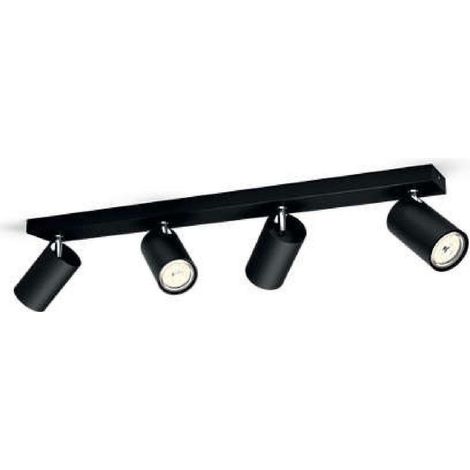 Philips consumer lighting kosipo faretto 4 luci nero in metallo attacco gu10 orientabile 52059430pn (1/7)
