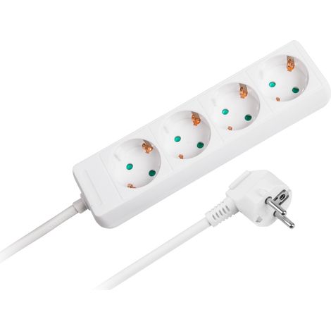 Rallonge Rebel blanche, 4 prises type allemand, longueur 1,5 m (3x1,0) sans interrupteur (1/3)