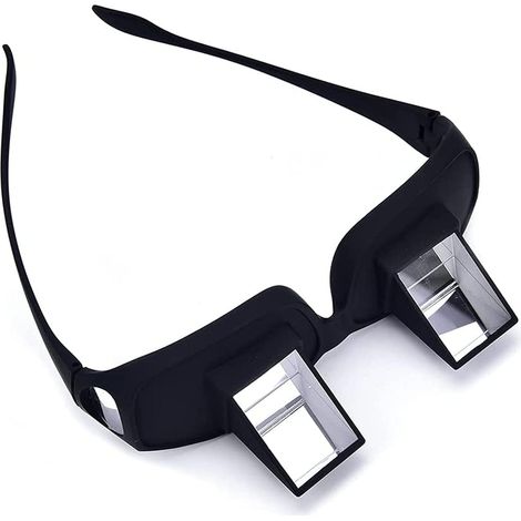 BEBUSINGOTO Gafas de prisma para la cama, gafas horizontales, gafas de alta definición, gafas alargadas con prisma periscópico para leer y ver la televisión en la cama, unisex (L) (1/5)