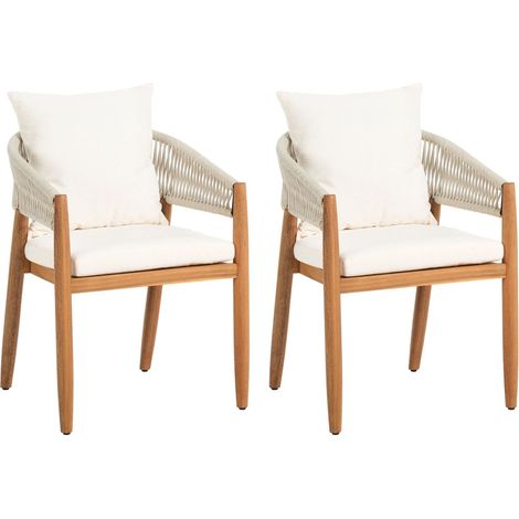 Gartenstuhl 2er Set MARZAMEMI Akazienholz Weiß (1/5)
