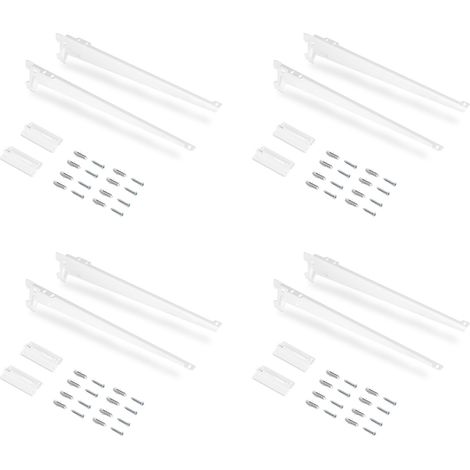 Emuca Set per 4 mensole con supporti e piastre di fissaggio a parete Jagmet, lunghezza 280mm, Acciaio, Verniciato bianco (1/5)