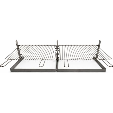 Griglia per Barbecue e Camino in Acciaio Cromato, Regolabile in Altezza, Struttura in Ferro, per Carne Pesce e Verdure 90x36 cm