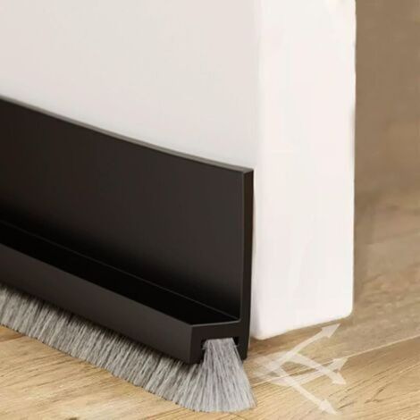 100cm Noir Joint de Porte, Joint Brosse Isolation Phonique Porte, Auto-adhésif et Peut être Coupé à la Taille, Boudin de Porte, Calfeutrer Bas de Porte, (black) (1/4)