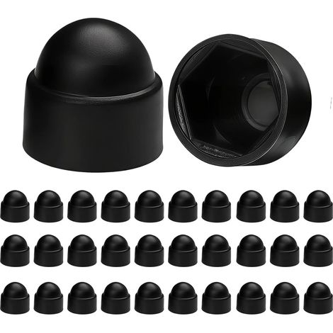 30 Pièces Cache Écrou M8 Hexagonal en Plastique Noir, Capuchon de Protection pour Boulons et Vis, Bouchon Cache-Vis Résistant pour Auto Moto Meuble, Couvercle Décoratif Anti-Poussière (1/5)