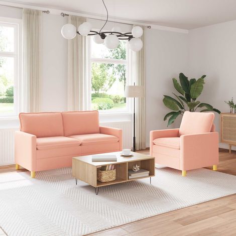 vidaXL Juego de Sofá 2 uds. Rosa Tela (1/5)