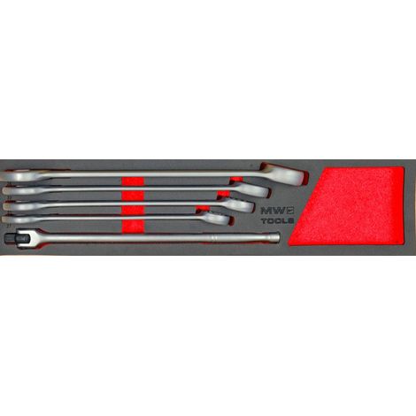 Jeu de clés mixtes à fourches Jumbo 20-36 mm 5 pièces module en mousse pour servante d'atelier MW Tools MWCO27365