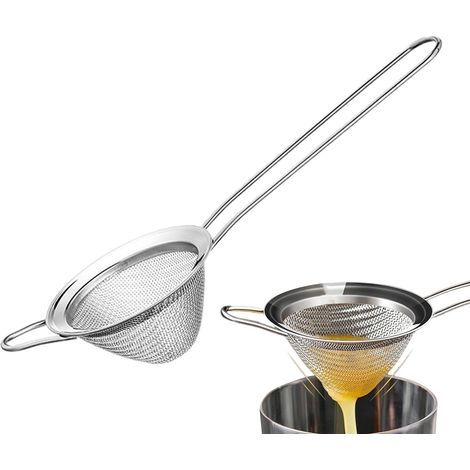Filtre conique en maille fine en acier inoxydable passoire à cocktail fine pour fournitures de bar, ustensiles de cuisine pour café, thé, boissons, cocktails (1/5)
