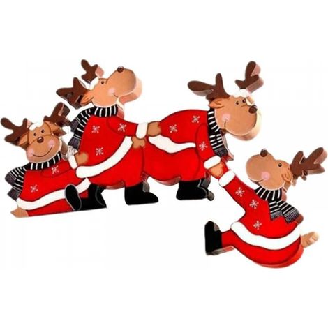 Cadre de porte en bois avec motif Père Noël, ornements de cadre de porte de Noël pour une utilisation intérieure et extérieure, décoration de Noël, fête ou mur de maison (droite) C-1 Renne (1/3)