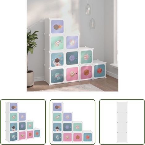 Rangement enfants - Armoire de rangement cubique pour enfants avec 10 cubes en PP blanc (1/5)
