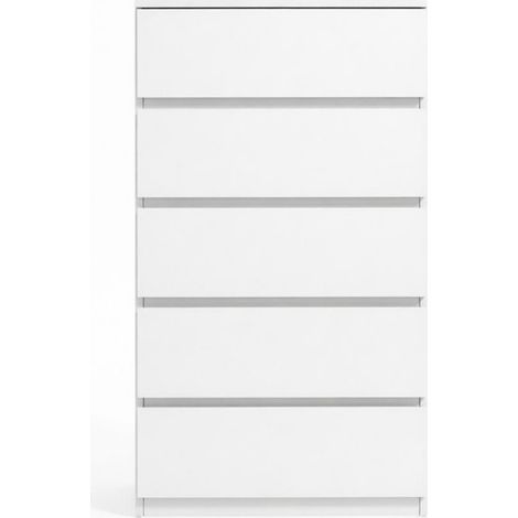 Cómoda alta blanca de 5 cajones en aglomerado 60 x 39 x 100 cm (1/5)