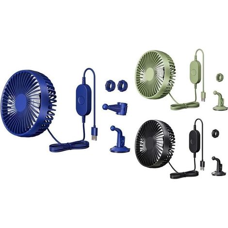 Ventilateur de voiture, 12 V-24 V rechargeable par USB, 3 (1/5)