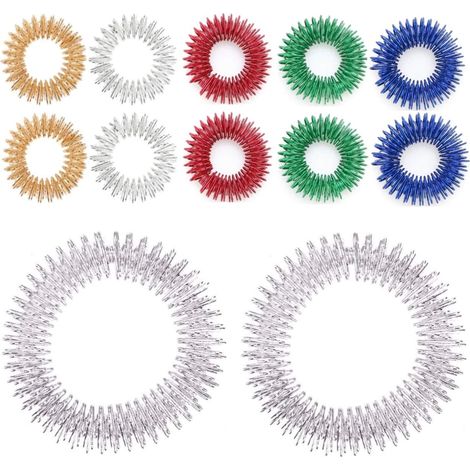 10 x Anneau de Massage des Doigts + 2 x Anneaux de Masseur de Poignet, Kit Anneaux de Massage Acupressure pour Ados, Adultes, Soins de Santé Body Massager (1/5)