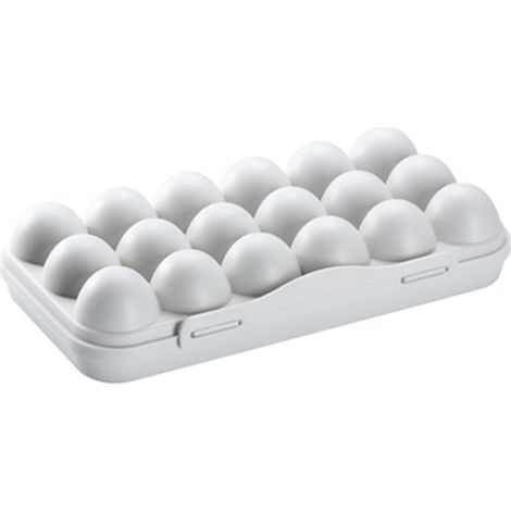 Boîte à Œufs - 18 Grilles - Plastique PP - Couvercle Hermétique - Réfrigérateur et Cuisine - Gris (1/5)
