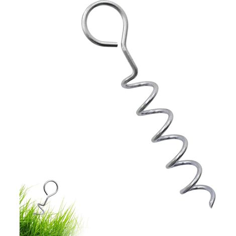4 Piquets Ancrage Trampoline - Acier Galvanisé - Forme Tire-bouchon - Fixation Sol Robuste - Jardin Camping Extérieur - 31 x 5,6 cm (1/5)