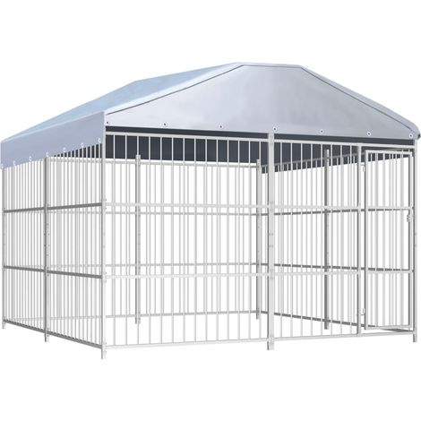 Chenil d'extérieur avec toit pour chiens - Parc enclos pour animaux 300 x 300 x 200 cm BV941603 - BonneVie (1/5)