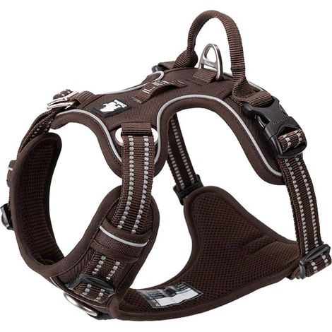 Harnais pour Chien No Pull Nylon Souple Réfléchissant Réglable pour Petit Grand Animal Domestique TLH56512(M, Marron) (1/5)