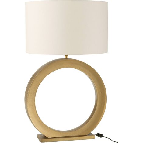 Lampe ronde dorée à abat jour tissu - doré et abat jour clair (1/5)