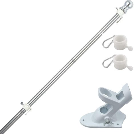 Supporto per asta portabandiera in alluminio, 180 cm, colore argento.
