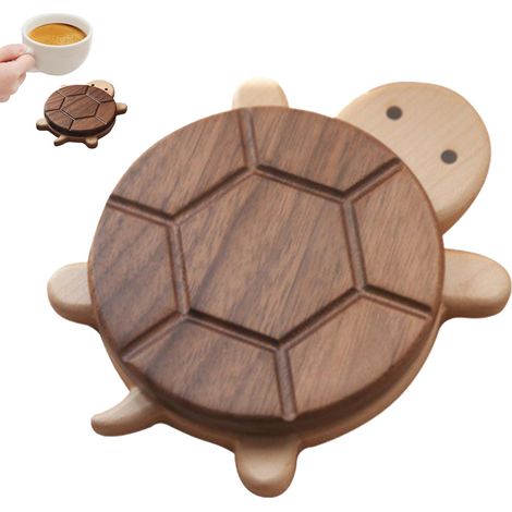 sous-Verres pour Boissons, sous-Verres pour Table Basse Table Basse en Bois, Tapis de Boisson, Dessous de Verre Tortue pour Tasse Tapis de Protection de Table en Bois résistant à la (1/5)