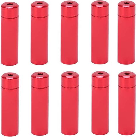 10 Endkappen für Fahrradschaltzüge aus Aluminiumlegierung (4 mm), passend für Mountainbikes und Rennräder, Rot (1/5)
