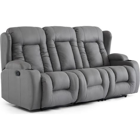 CAESAR 3 SEATER GREY TECHNOLOGY FABRIC MODERN MANUAL RECLINER SOFA