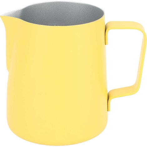 Pichet à mousser le lait en acier inoxydable 380 ml avec bec verseur pointu, ustensiles à café jaunes (1/5)