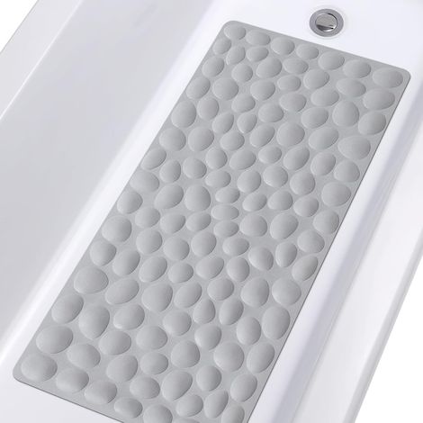 Tapis de bain antidérapant ×2, tapis de bain en caoutchouc souple avec ventouses puissantes (gris A) (1/5)