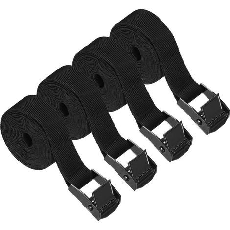 Spanngurte 2,5m, 4 Stück, 250kg Tragkraft, Klemmschnalle, Schwarz