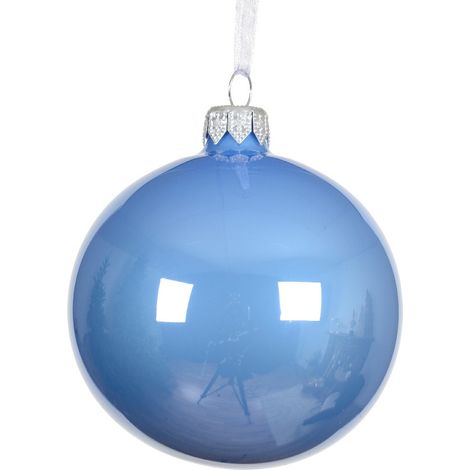 Skyblaue Dekokugel glänzend 10 cm (1/4)