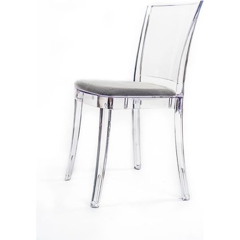 Sedia trasparente con cuscino imbottita Lucienne - TESSUTO TREVIRA KAT Colore cuscino Grigio Marrone "tricolor"