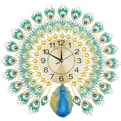 Reloj de pared, mecanismo silencioso, diseño elegante, color oro. (1/2)