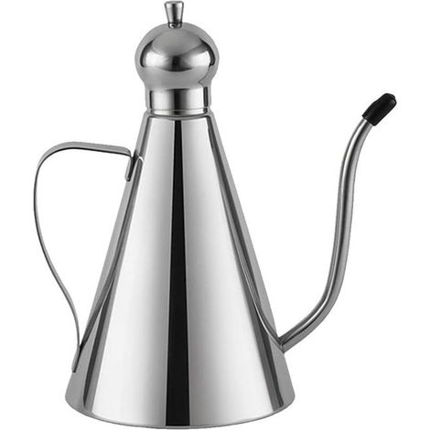 Bidon d'huile - Acier inoxydable - 1 litre - Bouteille d'huile - Bidon d'huile - Bouteille distributrice d'huile d'olive - Rechargeable - Bidon d'huile d'olive - Verseur de vinaigre et arrosoir de cui (1/5)