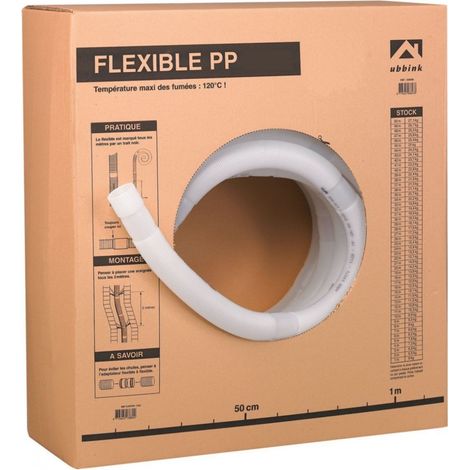 Ubbink – Conduit flexible 60mm en polypropylène translucide – Longueur 25m – Haute résistance aux condensats – Pour chaudières à condensation (1/3)