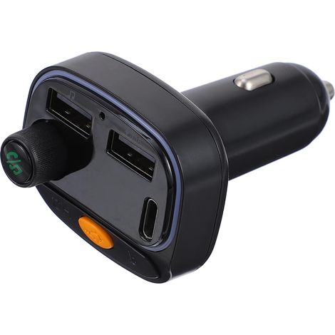 Adaptateur Émetteur FM pour Voiture Éclairage D'ambiance, Charge Rapide USB, Fonction Mains en Abs Noir (1/5)