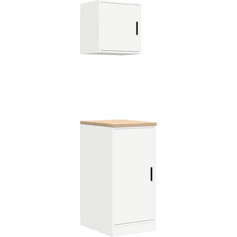 Maison Exclusive - Armoires de garage 2 pcs blanc bois d'ingénierie