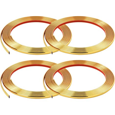 5Mx4 Rouleaux Moulure Décorative Autoadhésive Bord de Papier Peint Carrelage Miroir Mur Plafond Armoire Baguette de Finition PVC Bandes de Calfeutrage Bande Décoration Murale,8mm Doré (1/5)