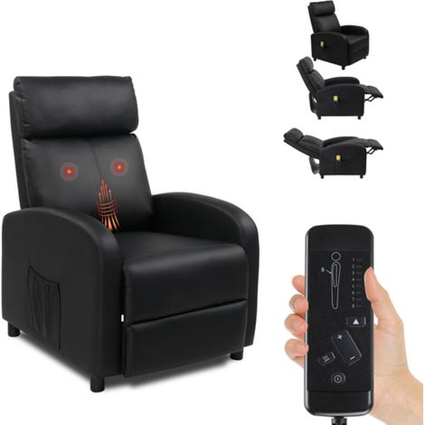 Elektrischer Relaxsessel mit Massage- und Heizfunktion, schwarzer Relaxsessel aus PU-Leder, Heimkino-Sofa (1/5)