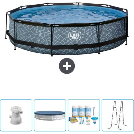 Exit Pool Rund - Steinoptik - 360x76 cm - 5-teilig SCB20 (1/4)