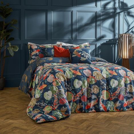 Ensemble de Housse de Couette 100% Coton Koi Pond, Midnight (1/3)