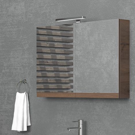 Specchiera bagno contenitore 90 cm con 2 ante NEL-90 kamalu (1/5)