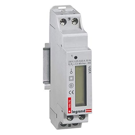 Legrand – Compteur d'énergie monophasé EMDX3 – Courant maximal 32 A – Affichage LCD – Raccordement direct sur rail DIN – Non MID