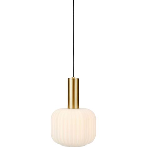 Markslojd SOBER Plafonnier Small 1 Globe Light Laiton Brossé, Blanc (1/3)