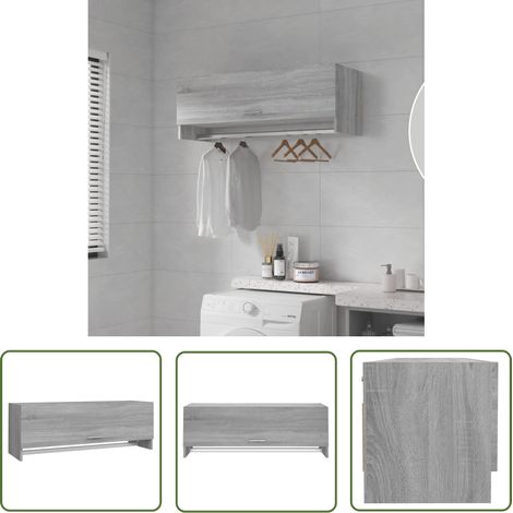 The Living Store Garde-robe Sonoma gris 100x32,5x35 cm Bois d'ingénierie - Armoire - Placard - Meuble De Rangement - Dressing - Commode (1/5)