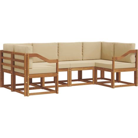 Outdoor-Sofagarnitur mit Kissen 6 pcs Natur und Beige vidaXL
