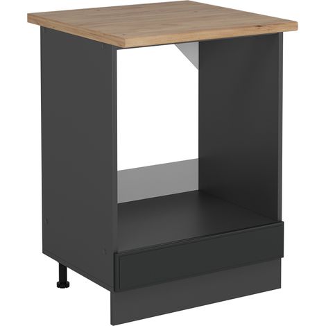 Herdumbauschrank R-Line, Anthrazit Landhaus, 60 cm , AP Eiche, Vicco